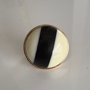 kate spade Black and Cream Striped Enamel Ring